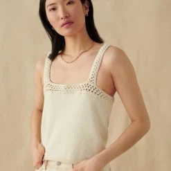 White + Warren Italian Blend Crochet Trim Tank