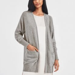 White + Warren Cashmere Patch Pocket Open Cardigan Cardigans