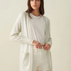 White + Warren Cashmere Patch Pocket Open Cardigan Cardigans