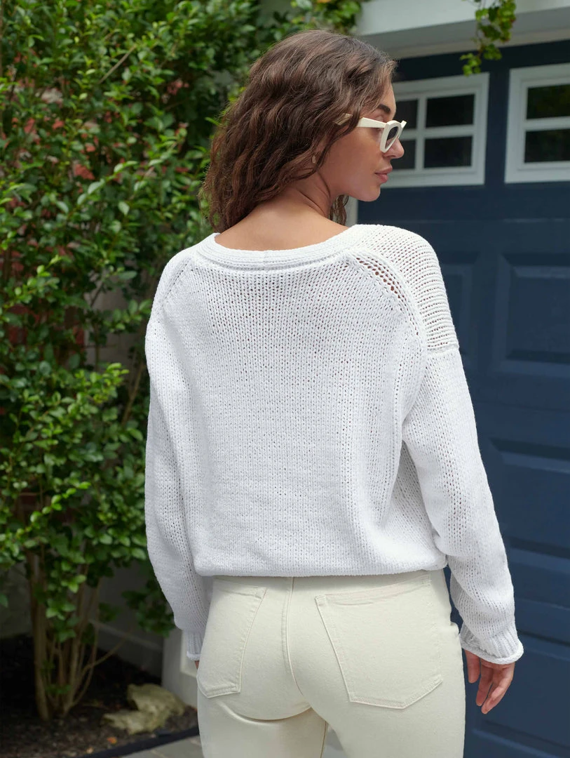 White + Warren Italian Recycled Cotton Cropped Cardigan