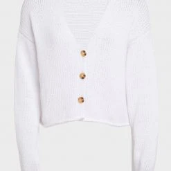 White + Warren Italian Recycled Cotton Cropped Cardigan