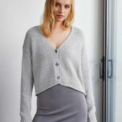 White + Warren Cardigans Italian Recycled Cotton Cropped Cardigan