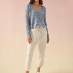 White + Warren Cotton Linen Marled V Neck Summer Staples