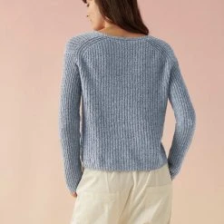 White + Warren Cotton Linen Marled V Neck Summer Staples