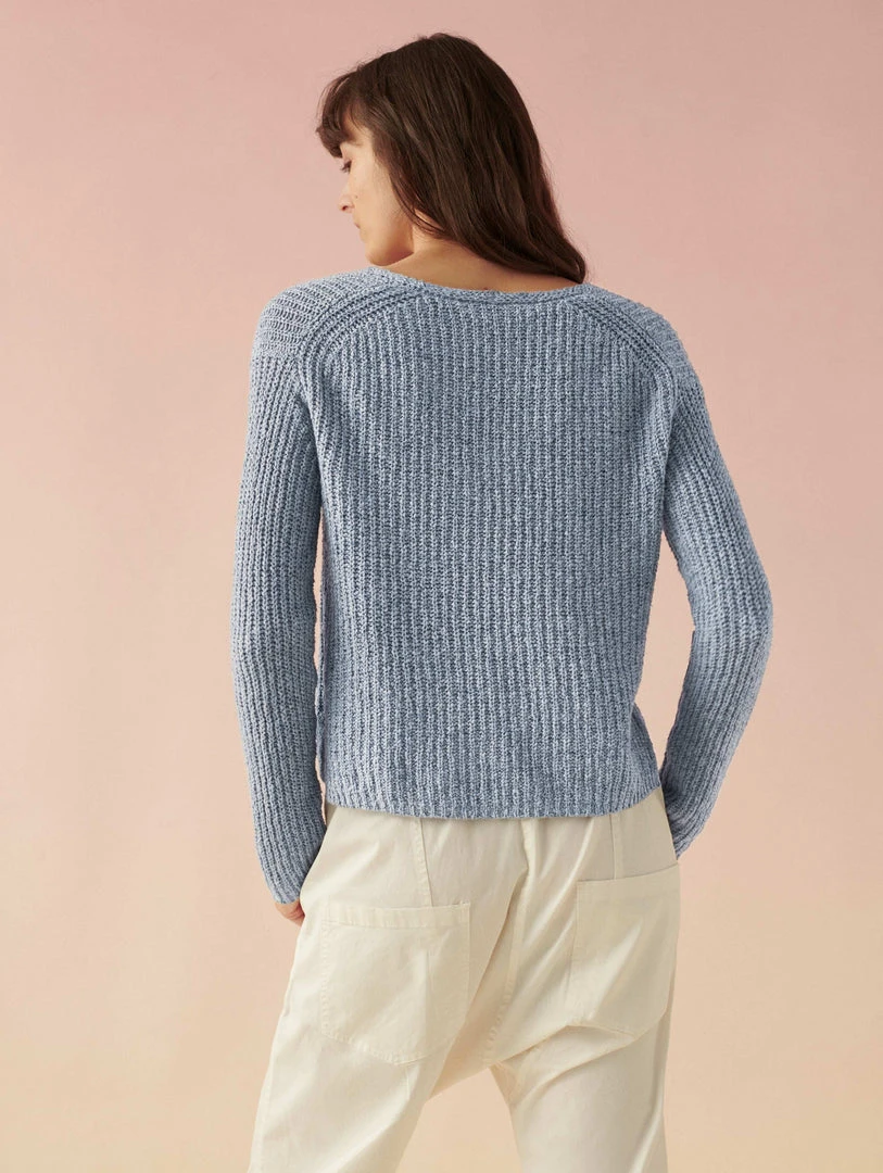 White + Warren Cotton Linen Marled V Neck Summer Staples