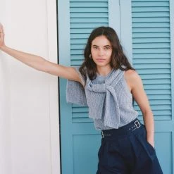 White + Warren Summer Staples Cotton Linen Marled Tank