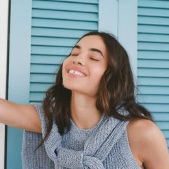 White + Warren Summer Staples Cotton Linen Marled Tank
