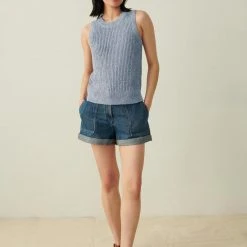 White + Warren Summer Staples Cotton Linen Marled Tank