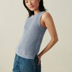 White + Warren Summer Staples Cotton Linen Marled Tank