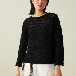 White + Warren Italian Blend Crochet Crewneck Vacation Wardrobe