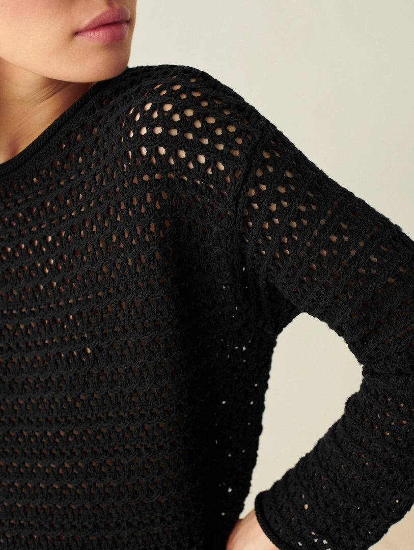 White + Warren Italian Blend Crochet Crewneck Vacation Wardrobe