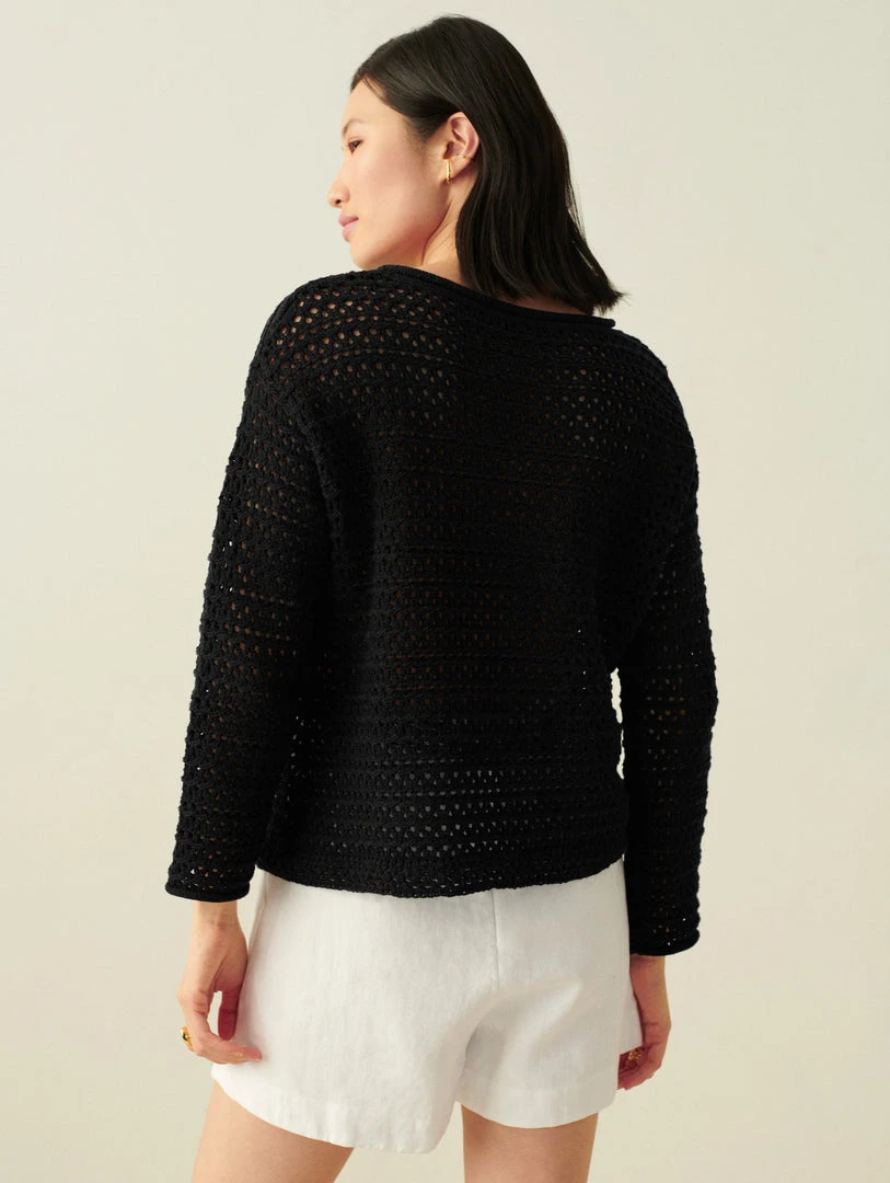 White + Warren Italian Blend Crochet Crewneck Vacation Wardrobe