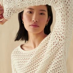 White + Warren Italian Blend Crochet Crewneck