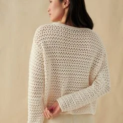White + Warren Italian Blend Crochet Crewneck