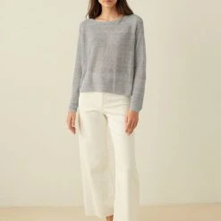 White + Warren Linen Ribbed Crewneck