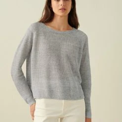 White + Warren Linen Ribbed Crewneck