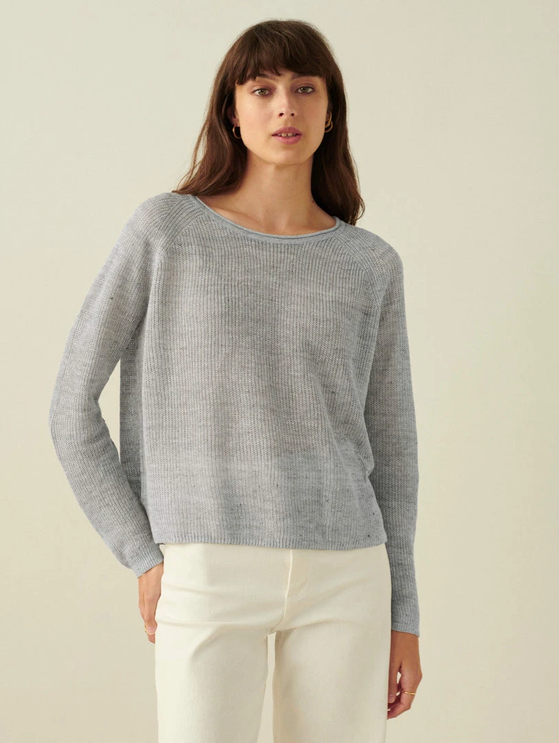 White + Warren Linen Ribbed Crewneck