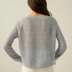 White + Warren Linen Ribbed Crewneck