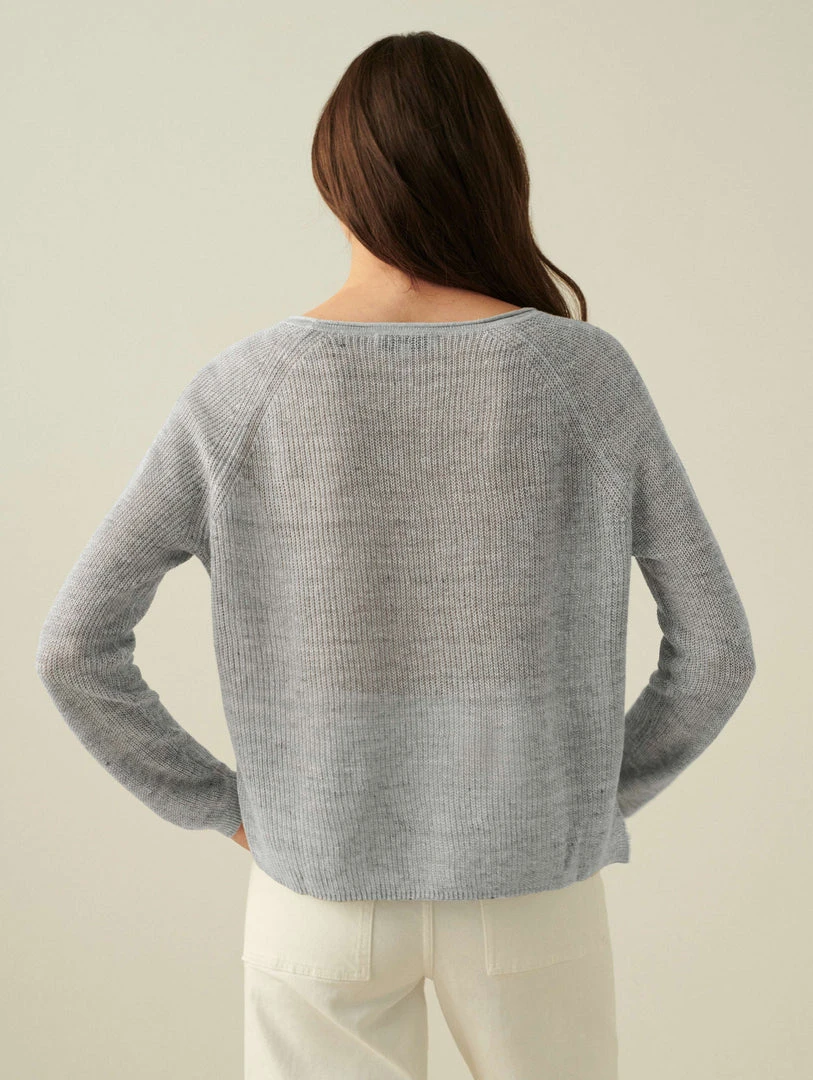 White + Warren Linen Ribbed Crewneck