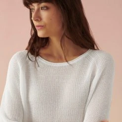 White + Warren Linen Ribbed Crewneck