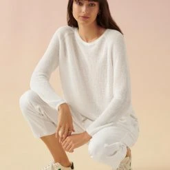 White + Warren Linen Ribbed Crewneck