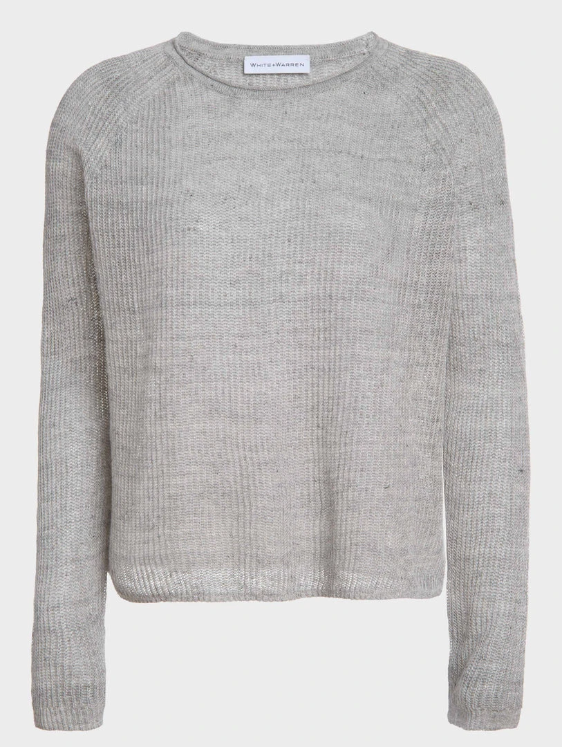 White + Warren Linen Ribbed Crewneck