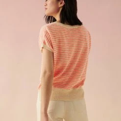 White + Warren Vacation Wardrobe Linen Slub Striped Tee