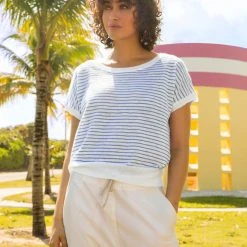White + Warren Linen Slub Striped Tee Vacation Wardrobe