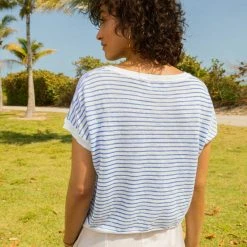 White + Warren Linen Slub Striped Tee Vacation Wardrobe