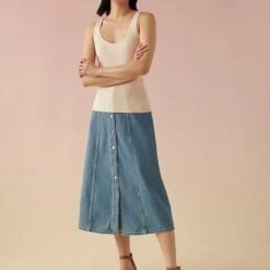 White + Warren Vacation Wardrobe Linen Blend Ribbed Tank