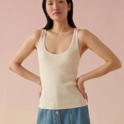 White + Warren Vacation Wardrobe Linen Blend Ribbed Tank