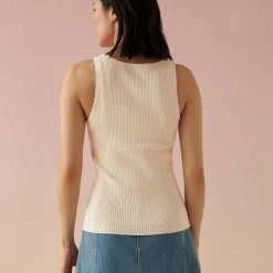 White + Warren Vacation Wardrobe Linen Blend Ribbed Tank