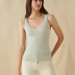 White + Warren Linen Blend Ribbed Tank