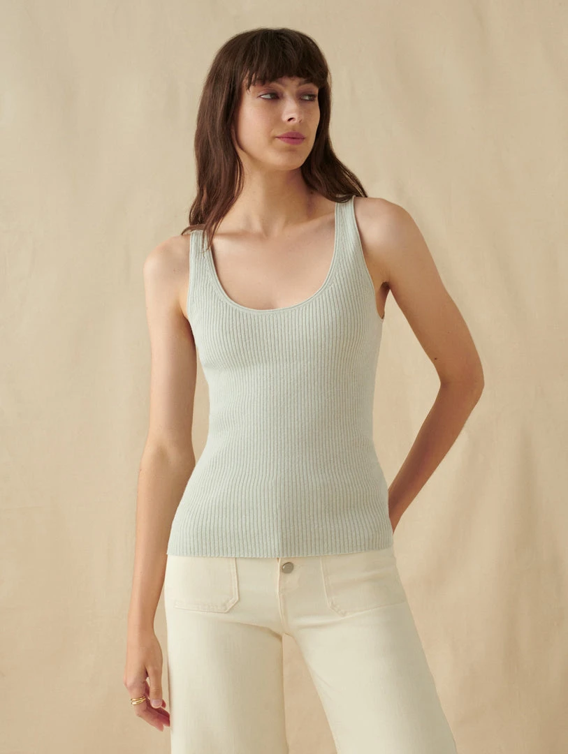 White + Warren Linen Blend Ribbed Tank