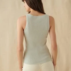 White + Warren Linen Blend Ribbed Tank