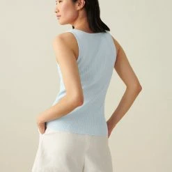 White + Warren Vacation Wardrobe Linen Blend Ribbed Tank