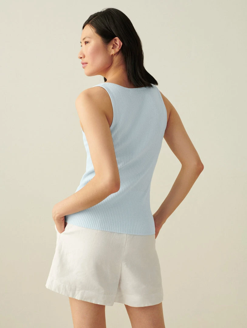 White + Warren Vacation Wardrobe Linen Blend Ribbed Tank