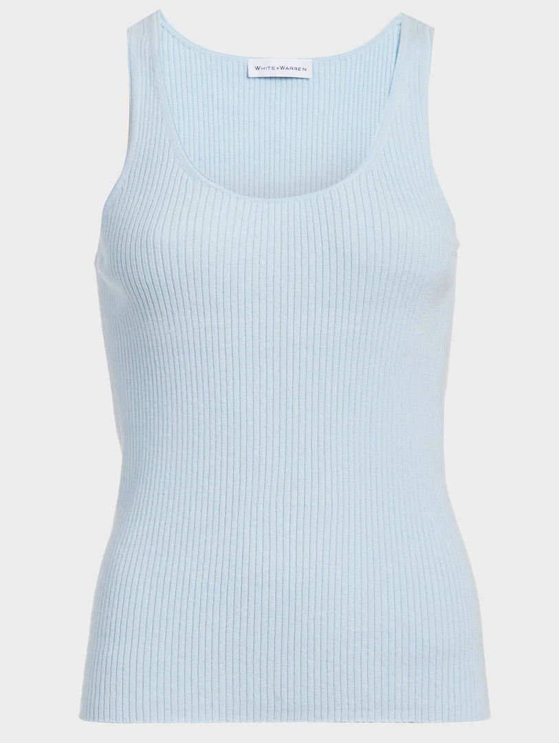 White + Warren Vacation Wardrobe Linen Blend Ribbed Tank
