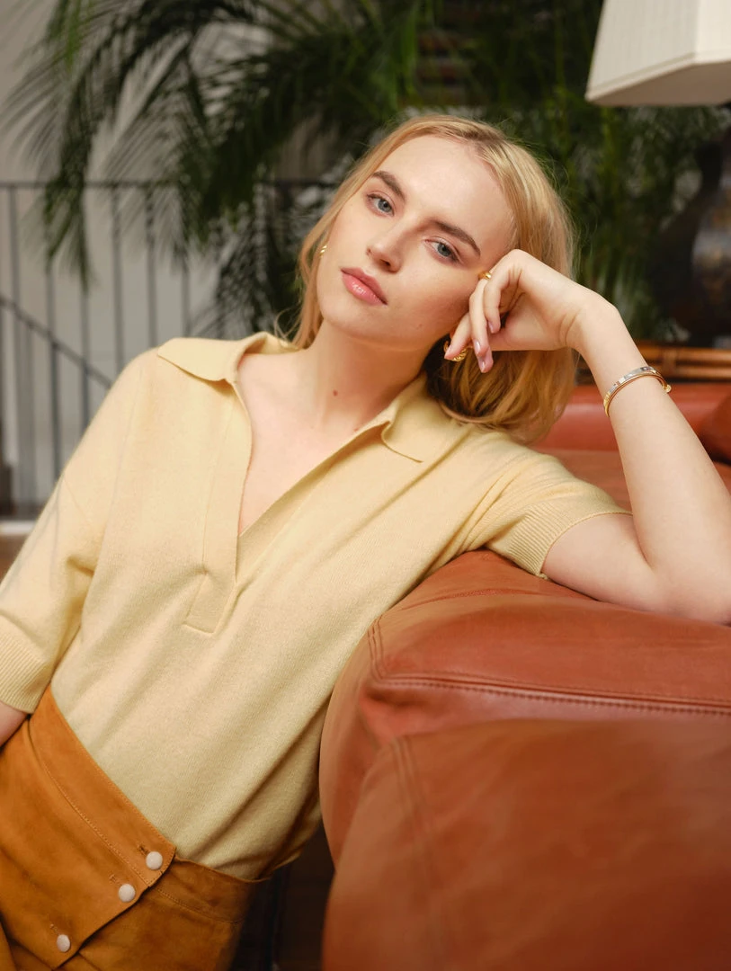 White + Warren Cashmere Polo Top