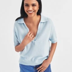 White + Warren Cashmere Polo Top