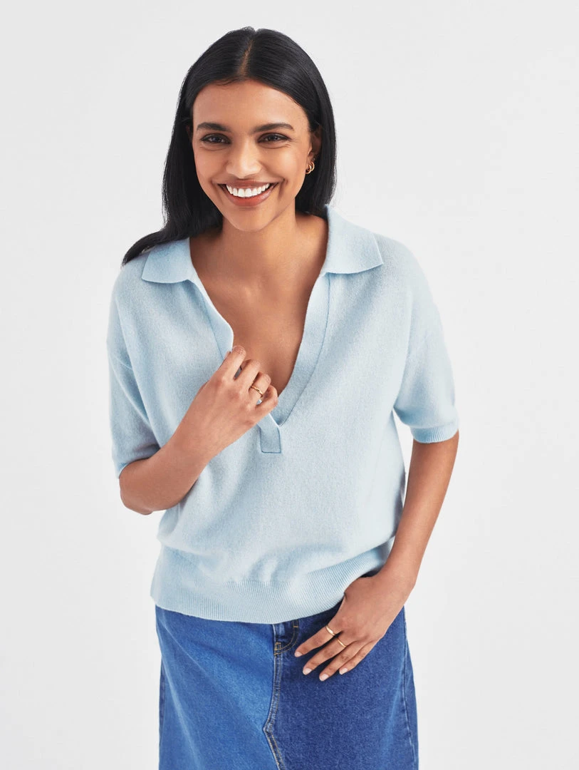 White + Warren Cashmere Polo Top