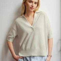 White + Warren Sweaters Cashmere Polo Top