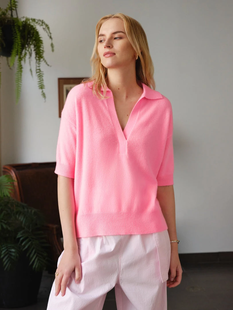 White + Warren Cashmere Polo Top