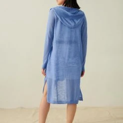 White + Warren Linen Slub Long Hooded Cardigan Vacation Wardrobe