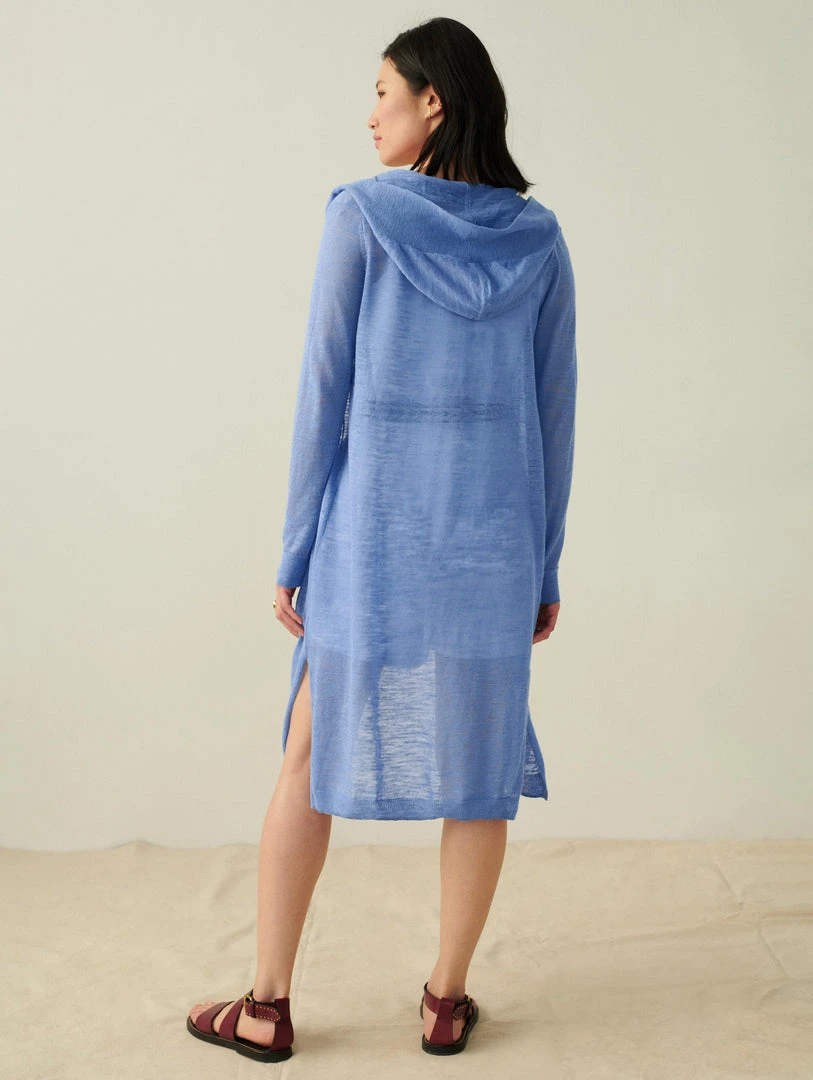 White + Warren Linen Slub Long Hooded Cardigan Vacation Wardrobe