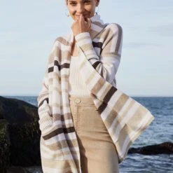 White + Warren Luxe Cashmere Striped Cardigan