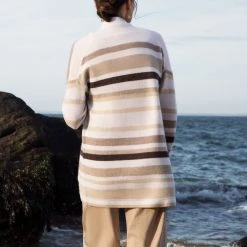 White + Warren Luxe Cashmere Striped Cardigan