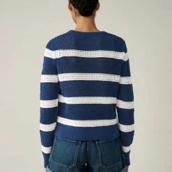 White + Warren Cotton Striped Mesh Crewneck Summer Staples