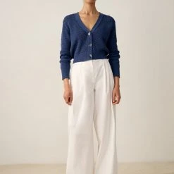 White + Warren Summer Staples Cotton Cropped Mesh Cardigan