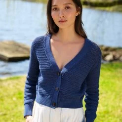 White + Warren Summer Staples Cotton Cropped Mesh Cardigan